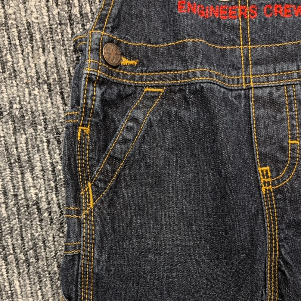 Oshkosh B’gosh Toddler Bib Overalls Dark Wash Engineer’s Crew 18 Months